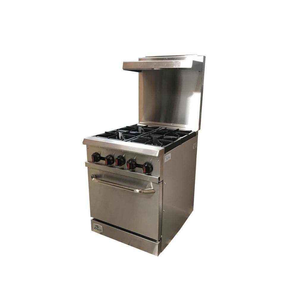 Cooler Depot 24 in. 2.9 cu. ft. 4 Burner Commercial Gas Range with Oven in Stainless Steel DXXCD-R4