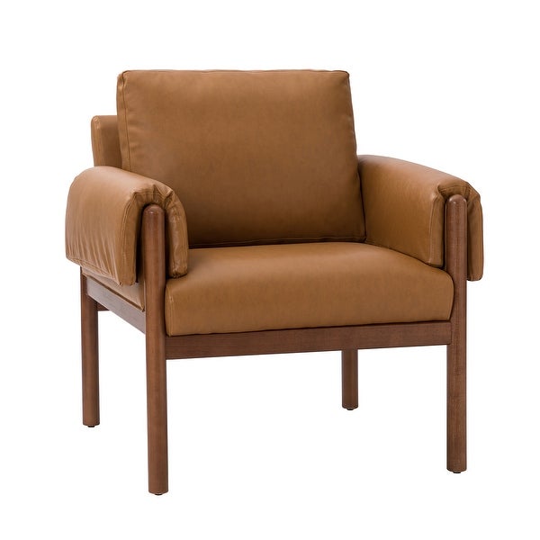 Tiago Comfy Living Room Accent Armchair with Solid Wood Legs by HULALA HOME