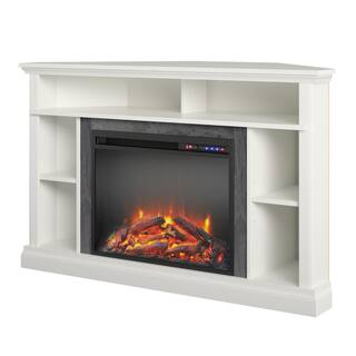 Ameriwood Home Parlor 47.625 in. Electric Corner Fireplace TV Stand in White HD68947