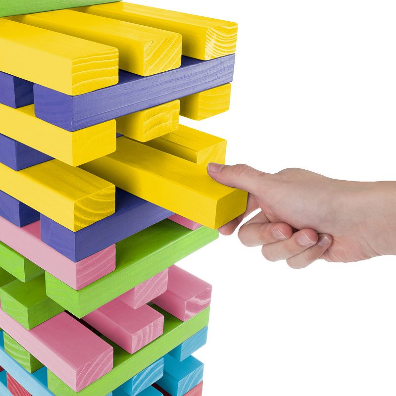 Hey! Play! Multicolor Giant Wooden Stacking Game with Dice