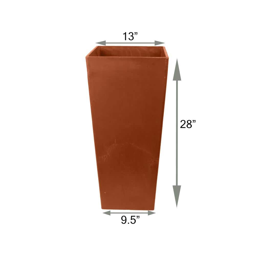 Arcadia Garden Products Contempo Tall Square 13 in. x 13 in. x 28 in. Terra Cotta PSW Pot FS32TC