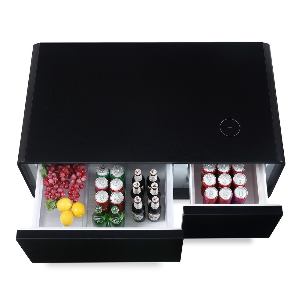 Smart Coffee Table w/ Fridge Drawer/ Charging Station/ Water Interface