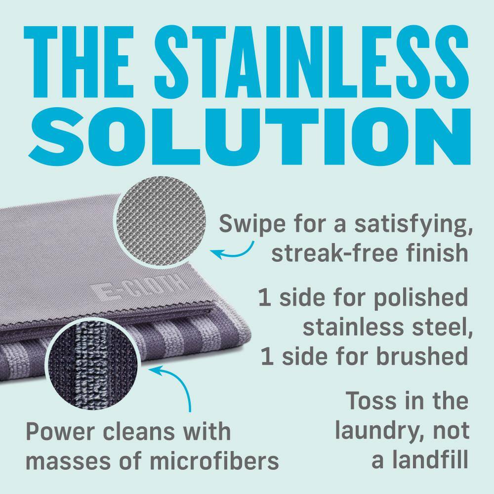 E-Cloth 20 in. x 16 in. Microfiber Stainless Steel Cleaning Kit 2 Cloth Set 10617M