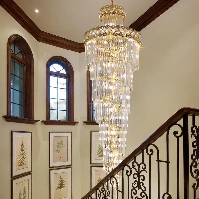 Luxury Crystal Staircase Chandelier   Transitional   Accent Chests And Cabinets   by Akari Lanterns  Houzz