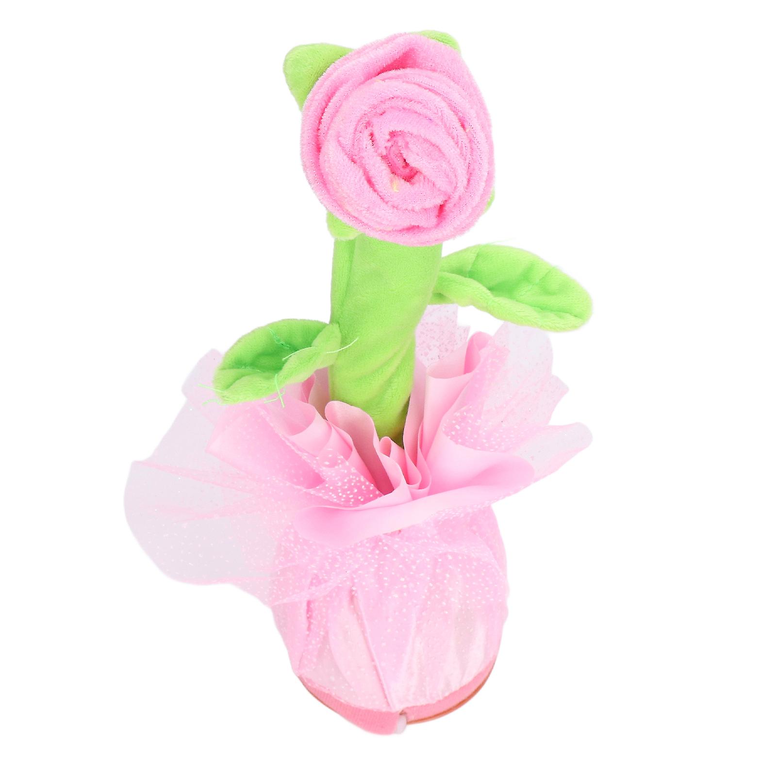 Singing Flower Simulation Sound Recording Repeating Electronic Dancing Talking Rose Flower Toy For 3 Years Old Abovepink