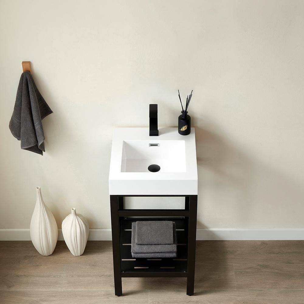 ROSWELL Ablitas 18 in. W x 18 in. D x 34 in. H Bath Vanity in Matt Black with White Composite Stone Top 802818-TB-WHN