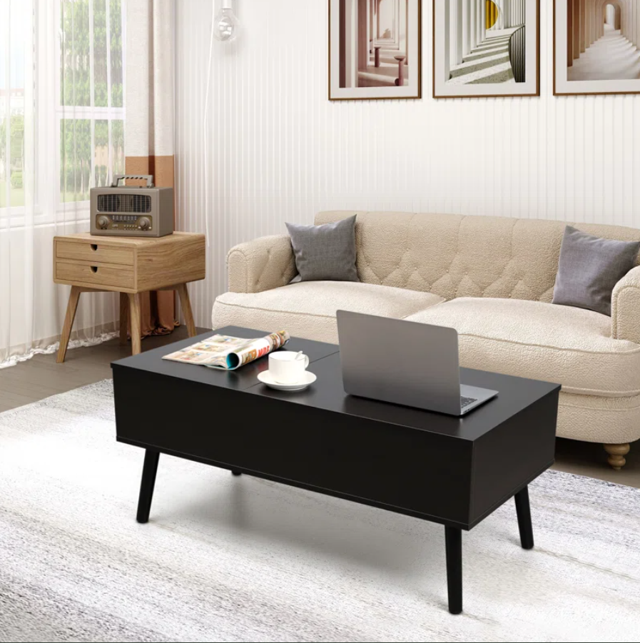 Lift Top Coffee Table with Storage, Double Lift Top Rectangular Storage Coffee Table