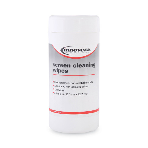 Innovera Antistatic Screen Cleaning Wipes in Pop-Up Tub， 120/Pack (51510)