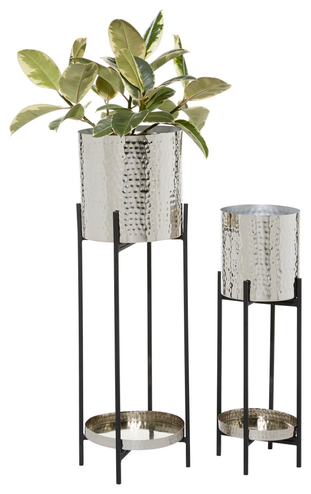 Modern Silver Metal Planter 80792   Transitional   Outdoor Pots And Planters   by Brimfield  ampMay  Houzz