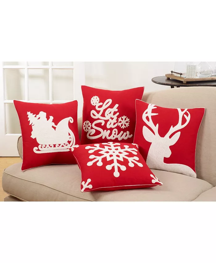 Saro Lifestyle Santas Sleigh Christmas Decorative Pillow， 18