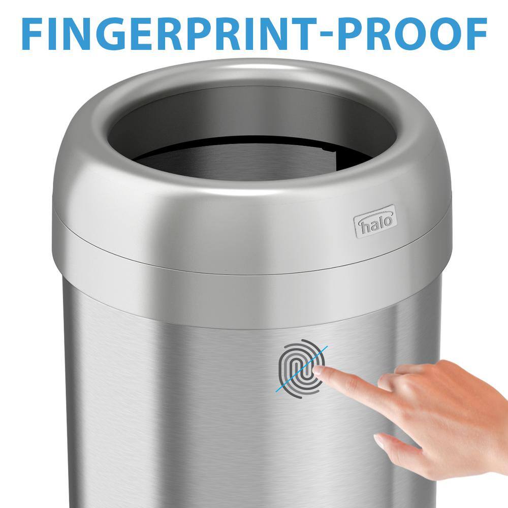 HALO 13 Gal. Round Open Top Commercial Grade Stainless Steel Trash Can and Recycle Bin with Dual-Deodorizer OT13STR