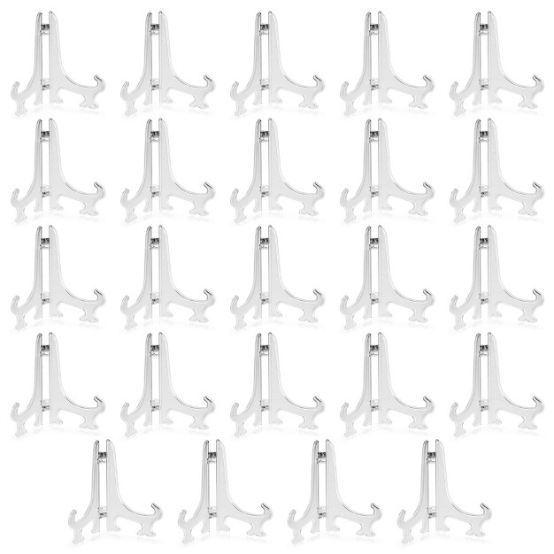 Juvale 24 Pack Clear Mini Easels For Displaying Photos Decorative Tiles Wedding Place Cards 4 In