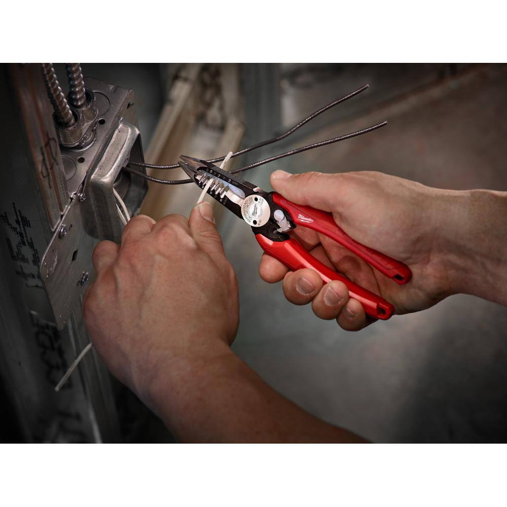 MW 7.75 in. Combination Electricians 6-in-1 Wire Strippers Pliers and 6 in. and 10 in. Straight-Jaw Pliers Set (3-Piece) 48-22-3079-48-22-6330