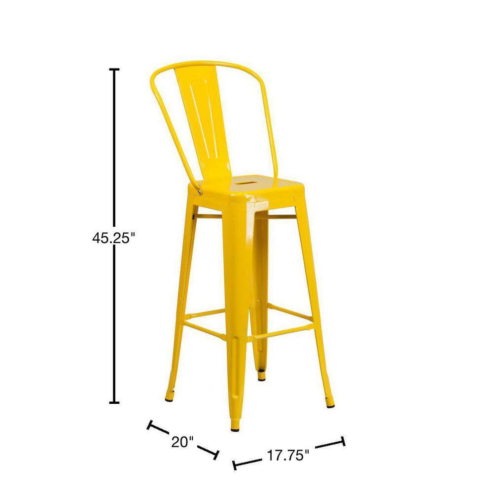 Flash Furniture 30.25 in. Yellow Metal Bar Stool CH3132030GBYL