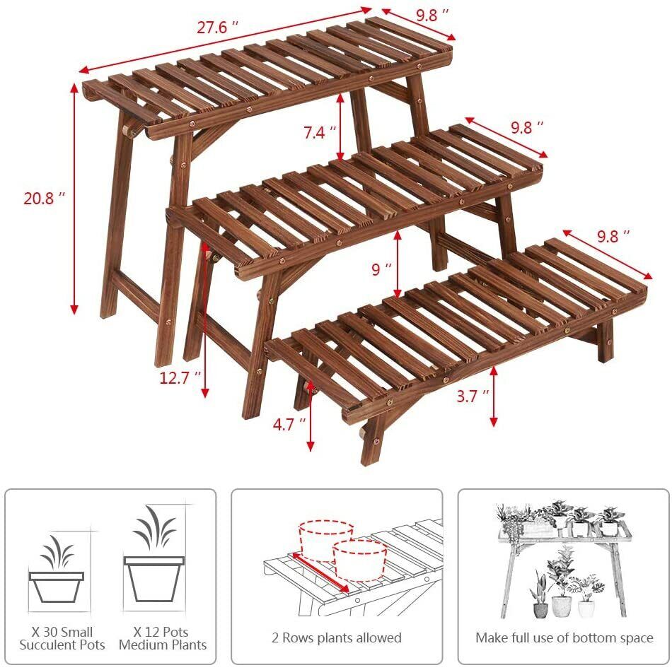 3 Tier Step Corner Shelf Plant Stand Ladder Flower Pot Rack 10 Different Display