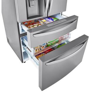 LG 30 cu. ft. 4-Door French Door Refrigerator Full Convert Drawer Smart Cooling and Craft Ice PrintProof Stainless Steel LRMXS3006S