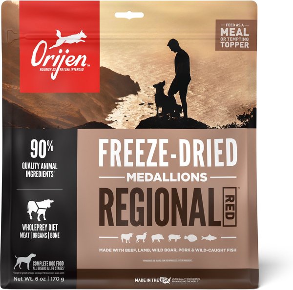 ORIJEN Regional Red Grain-Free Freeze-Dried Dog Food and Topper