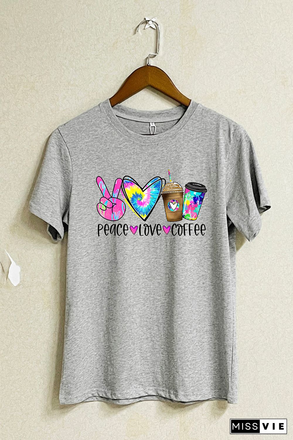 Peace Love Coffee Short Sleeve Graphic Tee Wholesale