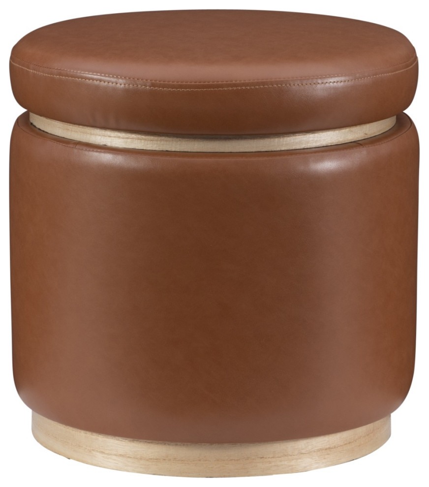 Blanche Storage Ottoman Caramel Pu   Transitional   Footstools And Ottomans   by GwG Outlet  Houzz