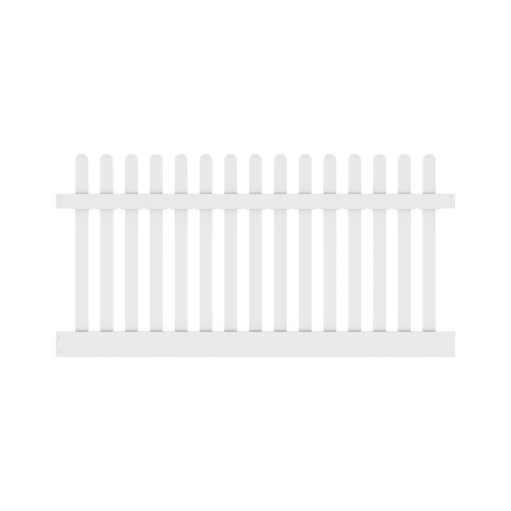 Barrette Outdoor Living Kettle Straight 4 ft. H x 8 ft. W White Vinyl Un-Assembled Fence Panel 73011897