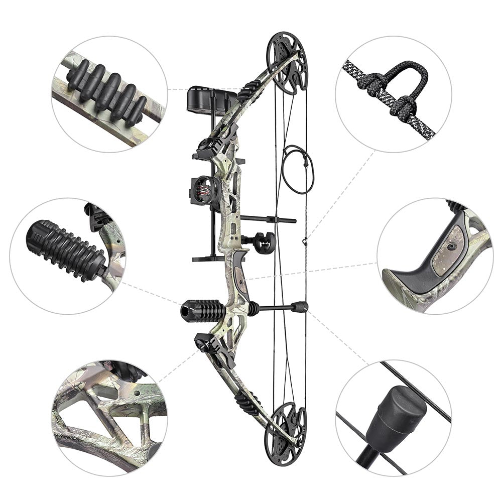 Yescom Archery Compound Bow Kit & 12 Carbon Arrows Fishing Bow