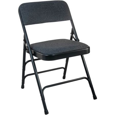 Flash Furniture 2-Pack Advantage Black Padded Metal Folding Chair - Black 1-in Fabric Seat - Flash Furniture DPI903F-BLKBLK-2