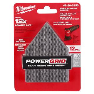 MW 3-34 in. 150-Grit Mesh Sanding Sheets (12-Pack) for M12 FUEL Orbital Detail Sander 48-80-5150