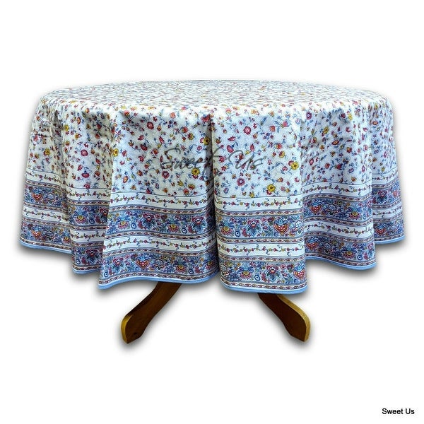 Wipeable Tablecloth Spill Resistant Cotton French Indienne Fleur