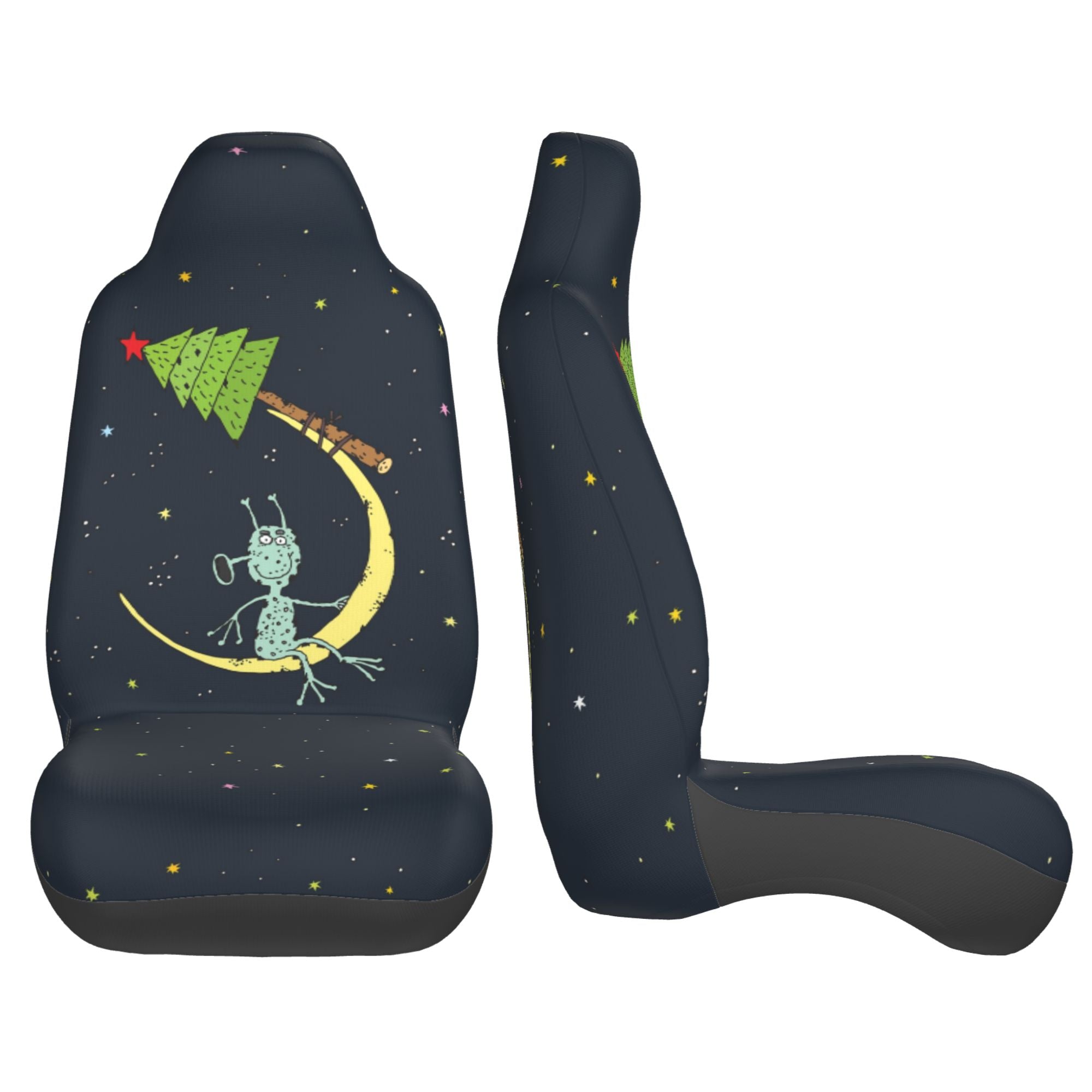 ZICANCN Car Seat Cover Moon Christmas Tree Alien Car Front Seat Covers Protectors ， Automotive Seat Covers for Cars Trucks Suv