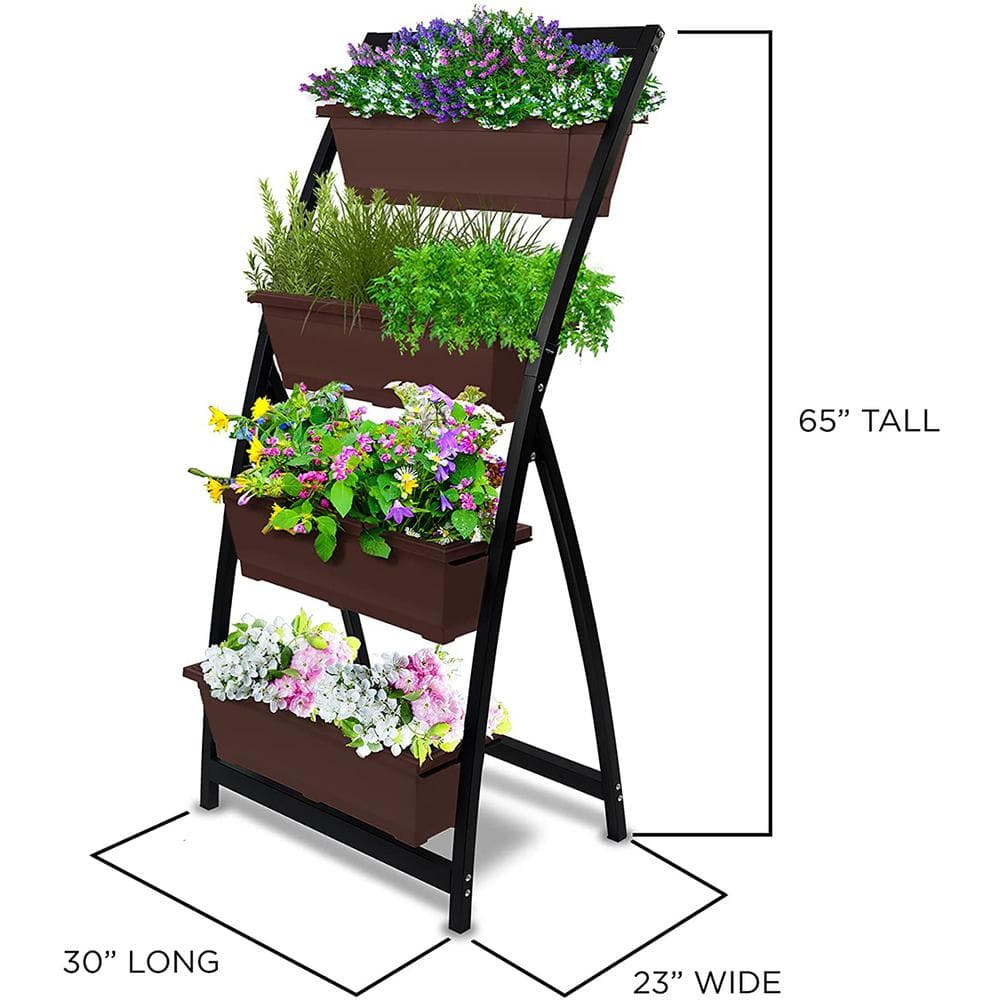 Outland Living 6 ft. Raised Garden Bed - Steel Vertical Garden Freestanding Elevated Planter with 4 Container Boxes VG-302