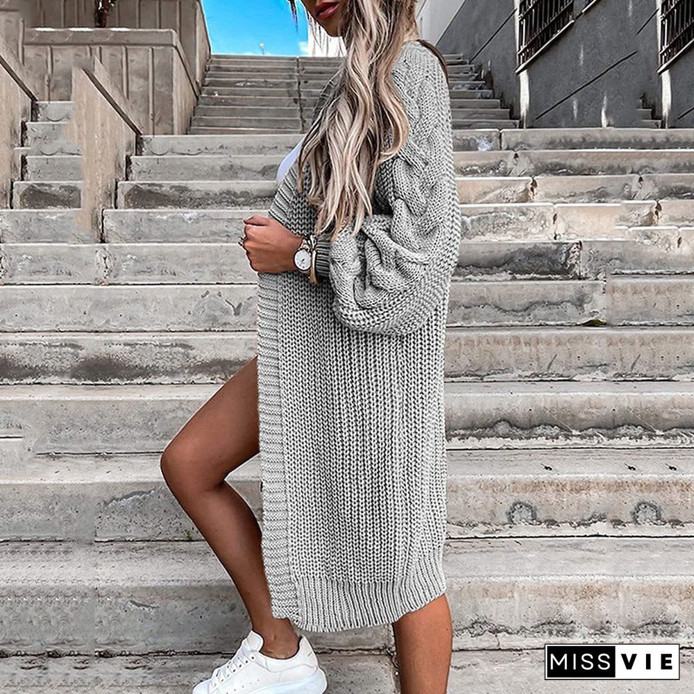 Cable Knit Open Front Cardigan Sweater