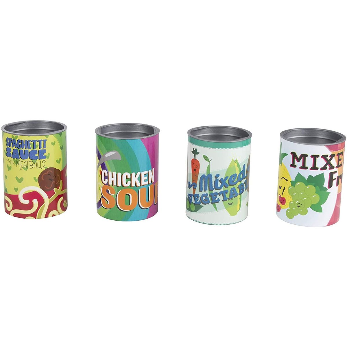 16 Pcs Kitchen Cans Play Food Set for Kids Pretend Playhouse Toys, Grocery Store Canned Goods with Removable Lids Accessories