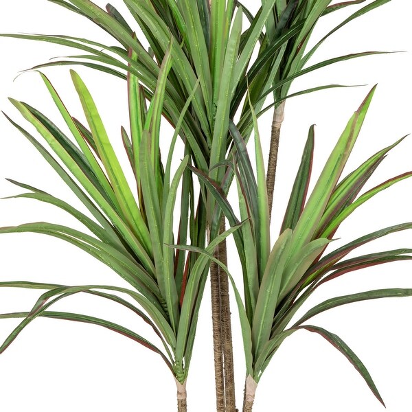 Green Artificial Dracaena Marginata Plant In Black Pot 5.5'