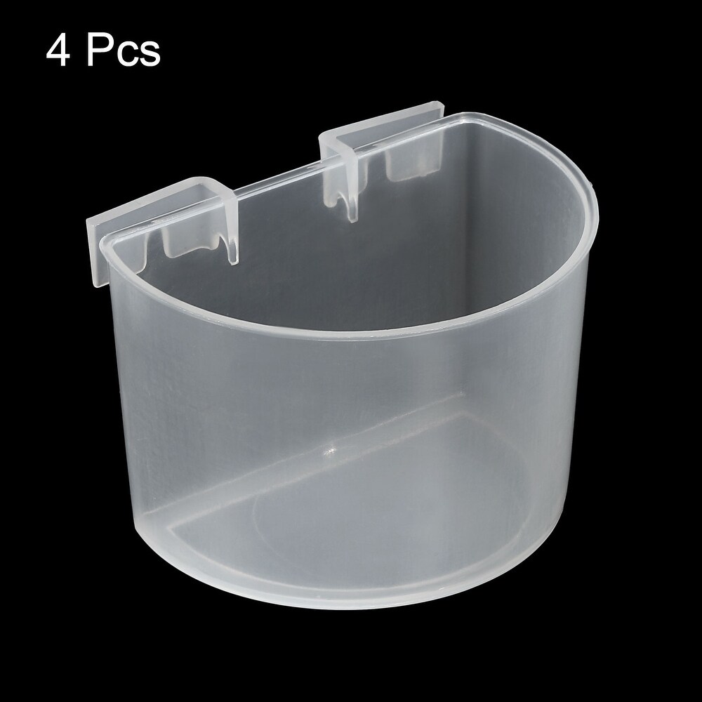 Large Bird Feeder Cage Cups Water Bowl Flat Feeding Container 4pcs