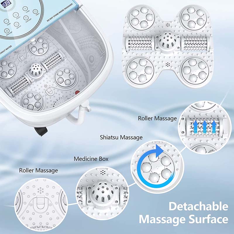 Foot Spa Bath Massager Pedicure Spa Tub with Heat, 2 Rollers, 4 Shiatsu Massagers, Temperature Control, Timer, 3-Angle Shower