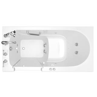 American Standard Exclusive Series 60 in. x 30 in. Left Hand Walk-In Whirlpool and Air Bath Bathtub with Quick Drain in White 3060.409.CLW-PC