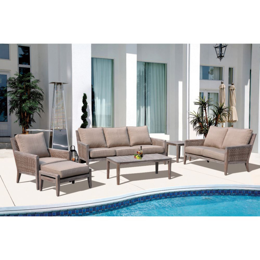 Bermuda FSC Teak Loveseat   Tropical   Outdoor Loveseats   by Courtyard Casual  Houzz