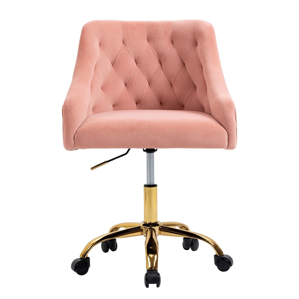 Velvet Office Chair Height Adjustable Swivel Upholstered Chair Wheels