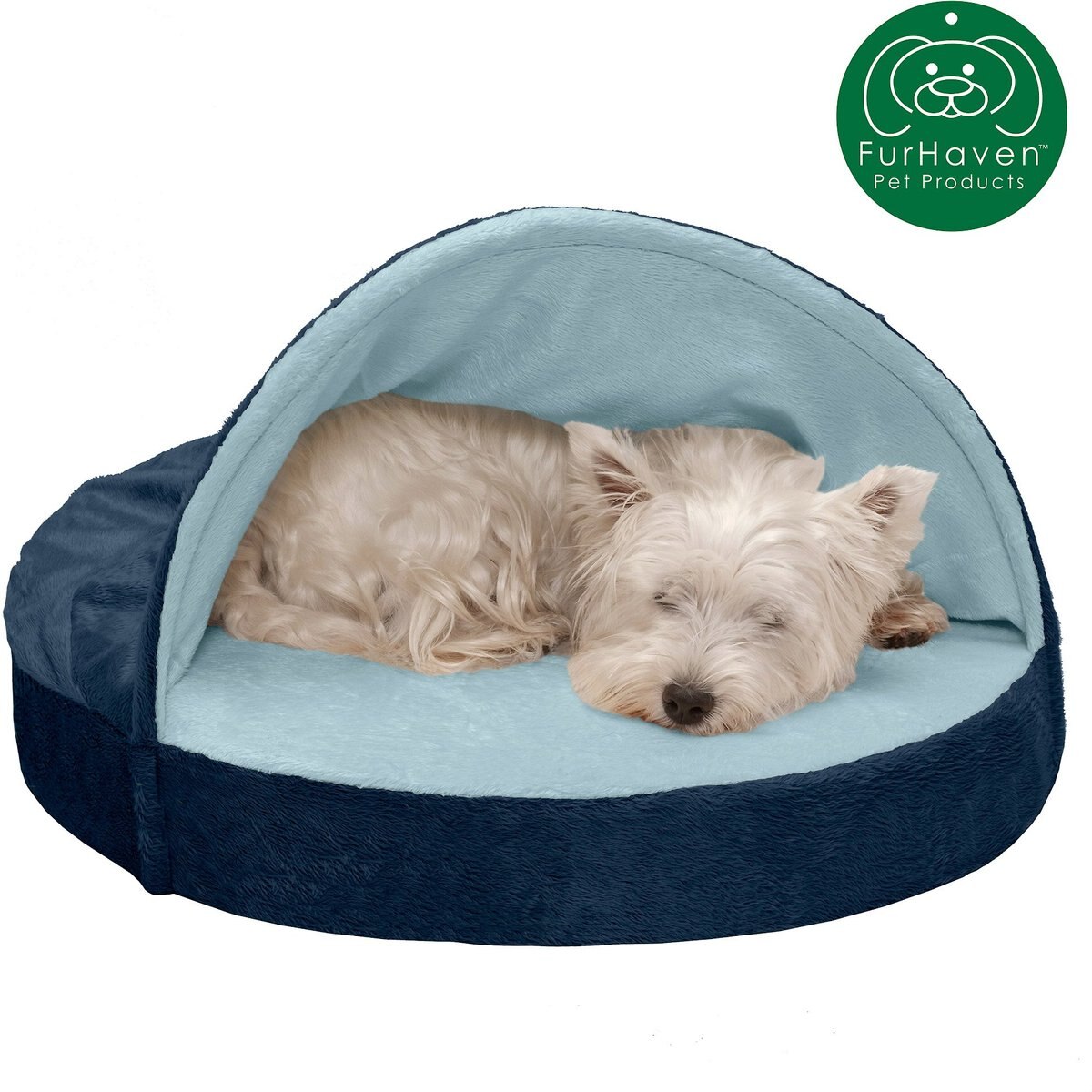 FurHaven Microvelvet Snuggery Gel Top Covered Cat and Dog Bed w/Removable Cover