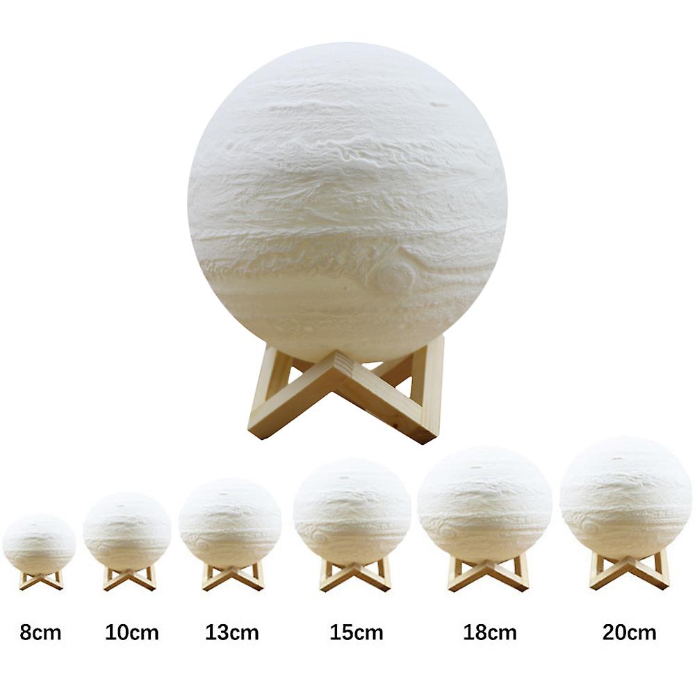 20 3d Printing Touching Jupiter Light Usb Rechargeable 2-color Dimmable Night Lamp Bedroom Decor With Wooden Stand