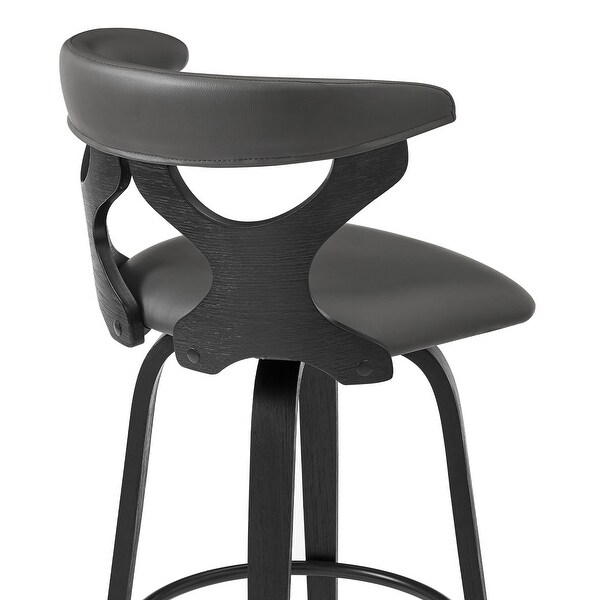 Zenia Modern Faux Leather and Wood Swivel Bar/Counter Stool