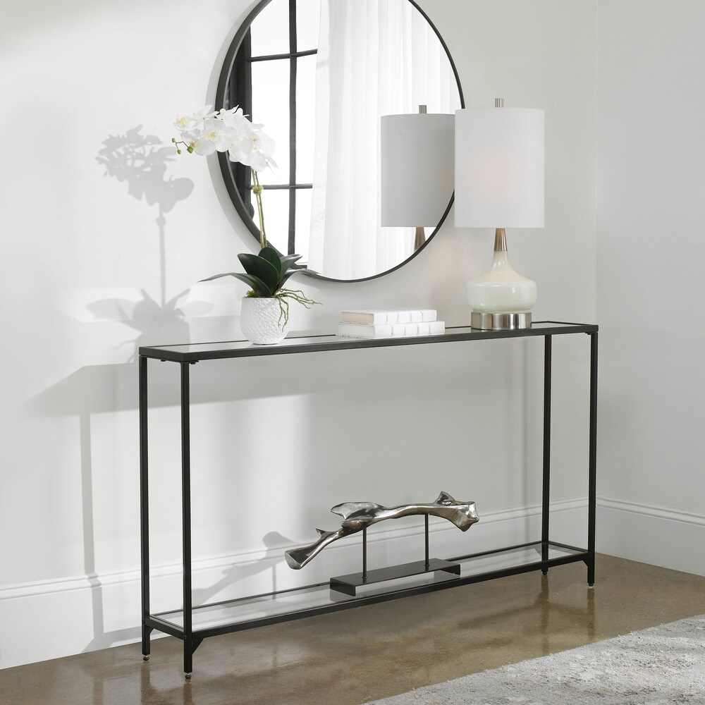 Metal Narrow Mirrored Console Table