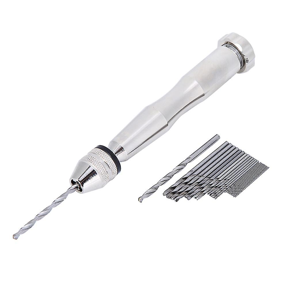 Silver Color 0.3mm-3.6mm Grasp Range Chuck Hand Twist Drill With 25HHS Drill Bits Wood Drilling