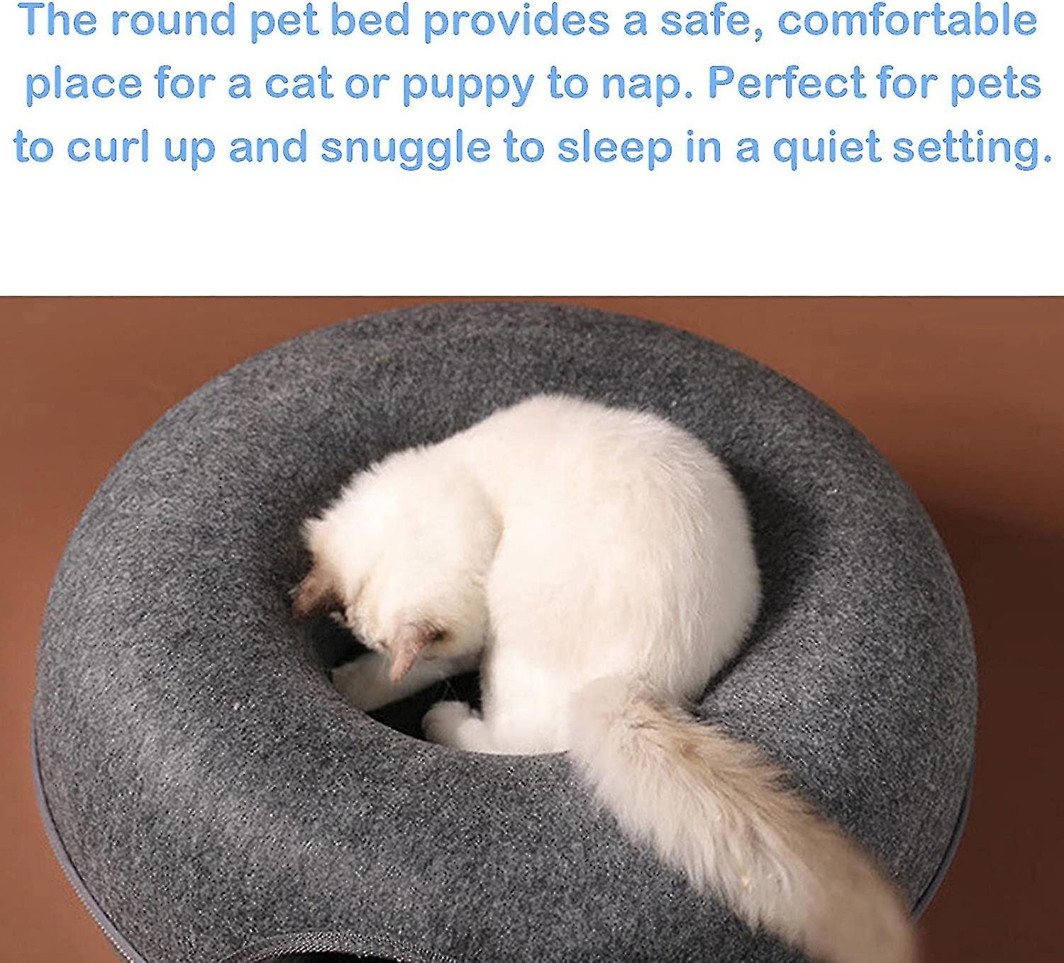 Four Seasons Available Cat Nest， Round Felt Pet Nest， Cat Tunnel Nest， Felt Cat Bed Donut Felt Pet N