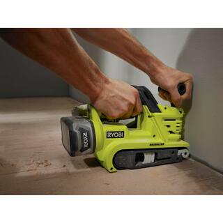 RYOBI ONE+ 18V Cordless 2-Tool Combo Kit with Brushless 3 in. x 18 in. Belt Sander  3-14 in. Planer w Dust Bag (Tools Only) P450-P611