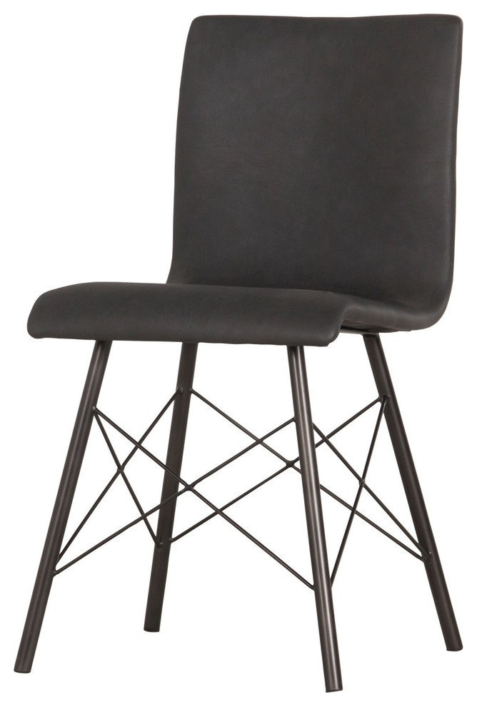 Dialla Dining Chair  Distressed Black  Set of 2   Industrial   Dining Chairs   by Virgil Stanis Design  Houzz