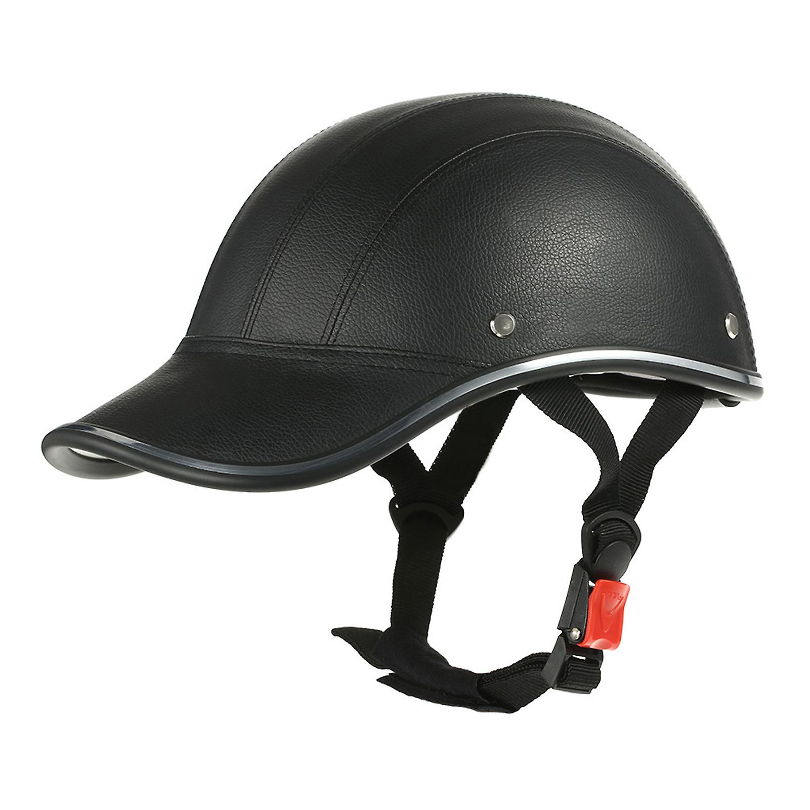 Black Motorcycle Helmet Half Face Baseball Cap Style With Sun Visor