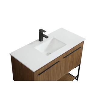 Simply Living 40 in. Single Bathroom Vanity in Walnut Brown with Quartz Vanity Top in Ivory White SL127620WB