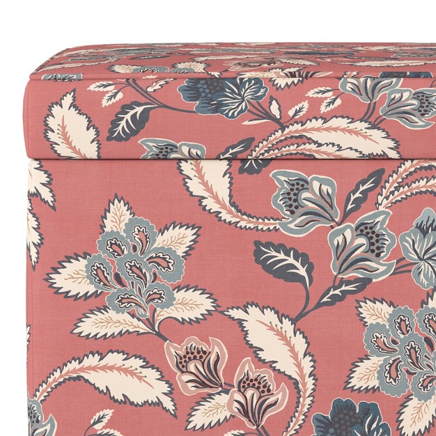 Skyline Furniture Storage Ottomans Faded Red Floral