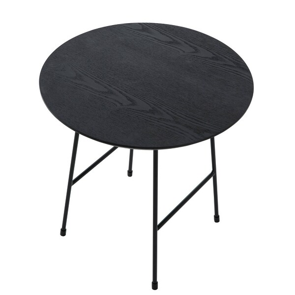 LeisureMod Rossmore Modern Round Side Table With Black Steel Frame - 19.7